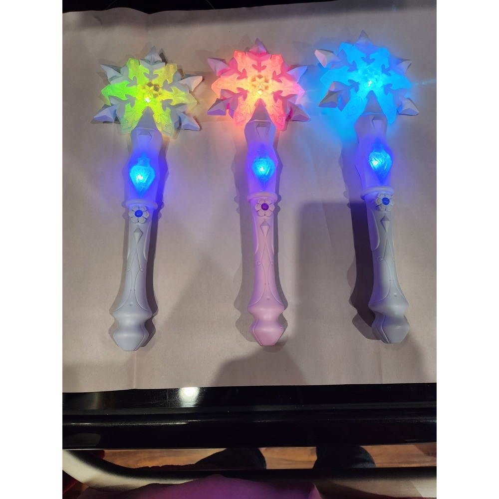 (3) Frozen Light Up Snowflake Wands, 13", 2 -Blue, 1-Pink, Lights & Sounds Work! - Picture 13 of 16